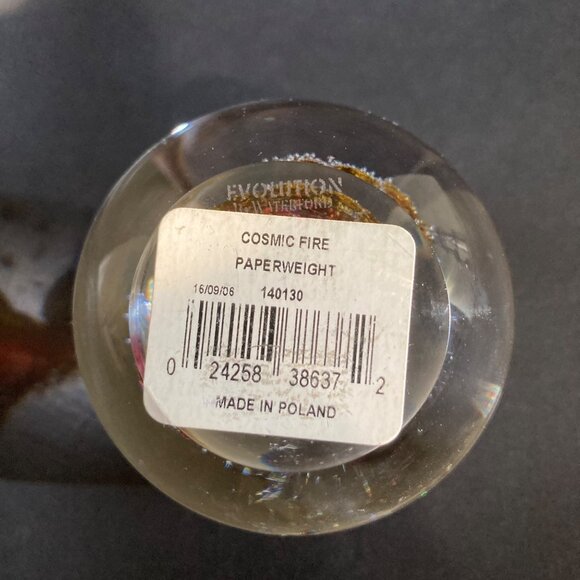 Evolution by Waterford Cosmic Fire Blown Glass Round Paperweight - Picture 7 of 8